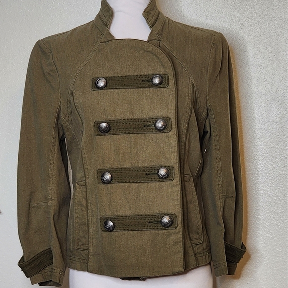 American Eagle Outfitters Military Double Breasted Army Green Victorian Coat - Picture 2 of 12